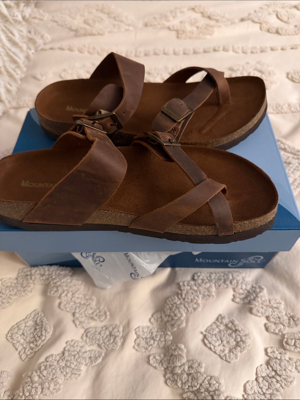 Mountain Sandals Men's Brown Leather Slide Sandals
